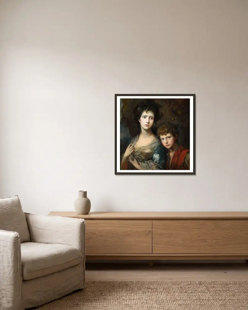 Elizabeth And Thomas Linley av Thomas Gainsborough inramad på en vägg