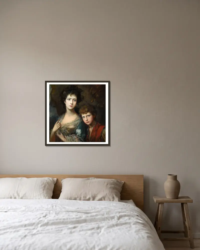 Elizabeth And Thomas Linley av Thomas Gainsborough inramad på en vägg