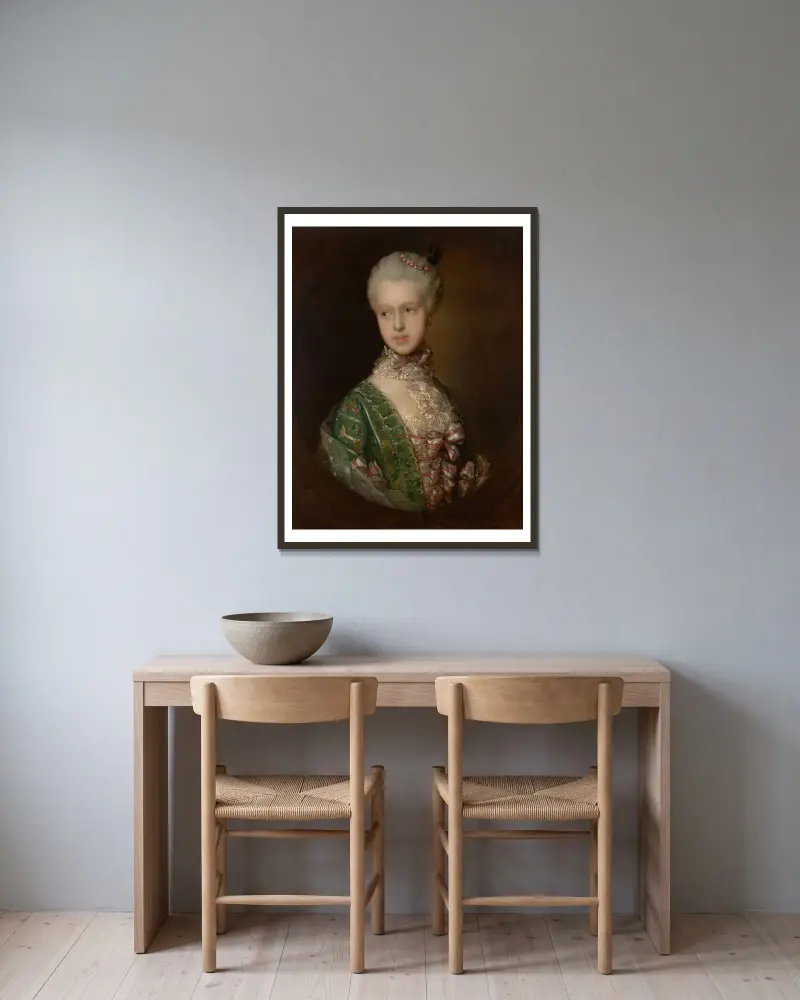 Elizabeth Wrottesley, später Herzogin von Grafton von Thomas Gainsborough gerahmt an einer Wand