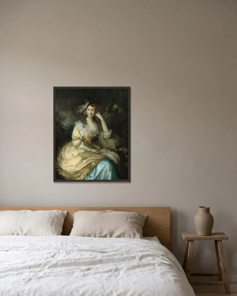 Frances Susanna,Lady de Dunstanville av Thomas Gainsborough inramad på en vägg