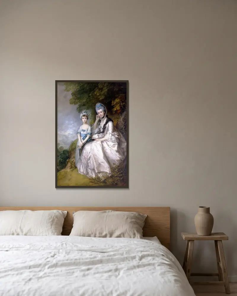 Hester, Countess of Sussex, and Her Daughter, Lady Barbara Yelverton av Thomas Gainsborough inramad på en vägg