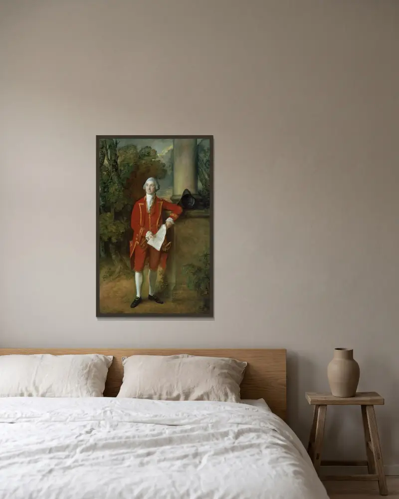 John Eld of Seighford Hall, Stafford av Thomas Gainsborough inramad på en vägg