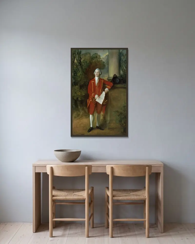 John Eld of Seighford Hall, Stafford av Thomas Gainsborough inramad på en vägg