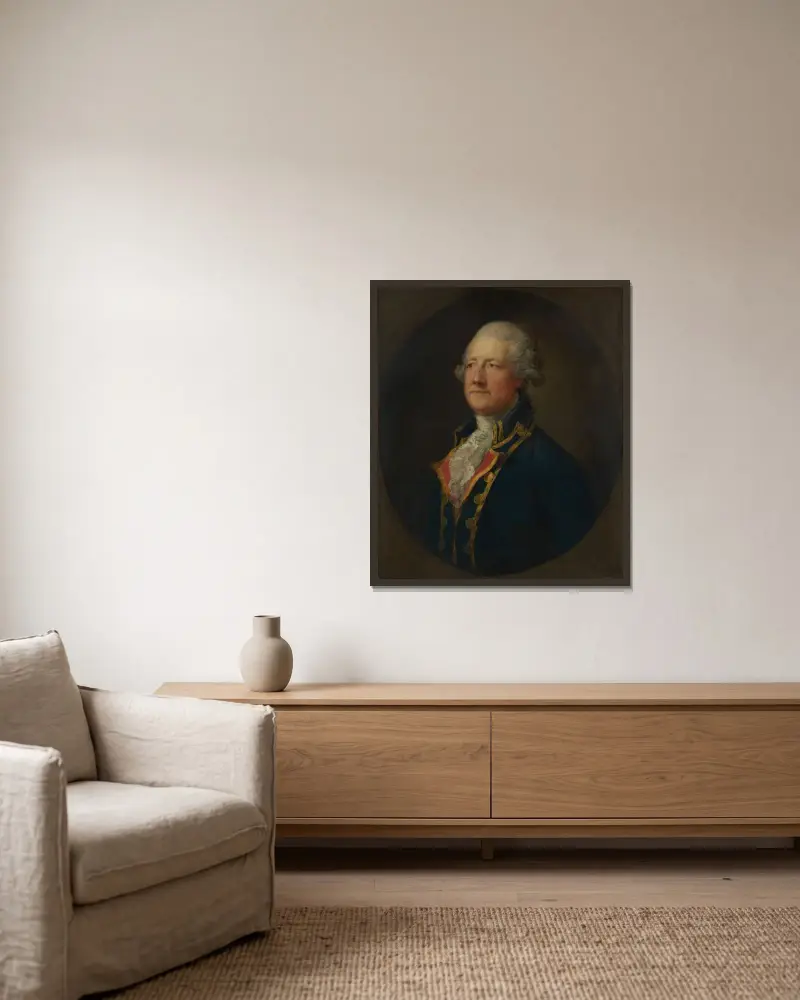 John Hobart (1723–1793), 2nd Earl of Buckinghamshire av Thomas Gainsborough inramad på en vägg