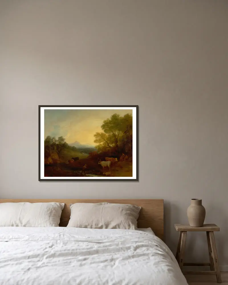 Landschaft mit Vieh, Nr. 1 von Thomas Gainsborough gerahmt an einer Wand