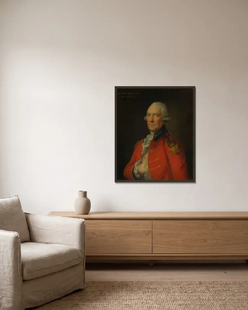 Lieutenant Colonel Paul Pechell av Thomas Gainsborough inramad på en vägg