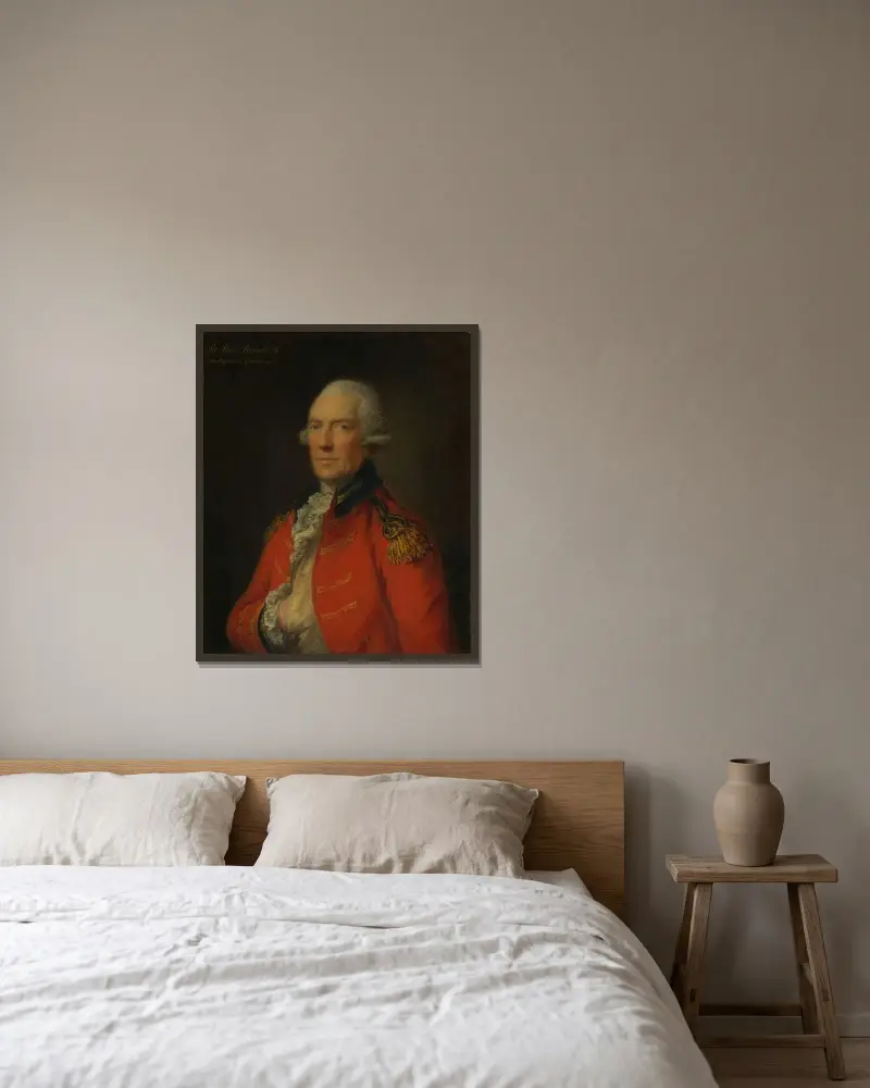 Lieutenant Colonel Paul Pechell av Thomas Gainsborough inramad på en vägg
