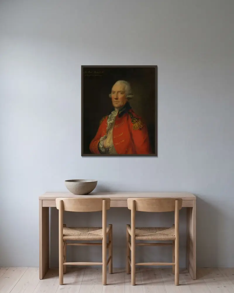 Lieutenant Colonel Paul Pechell av Thomas Gainsborough inramad på en vägg