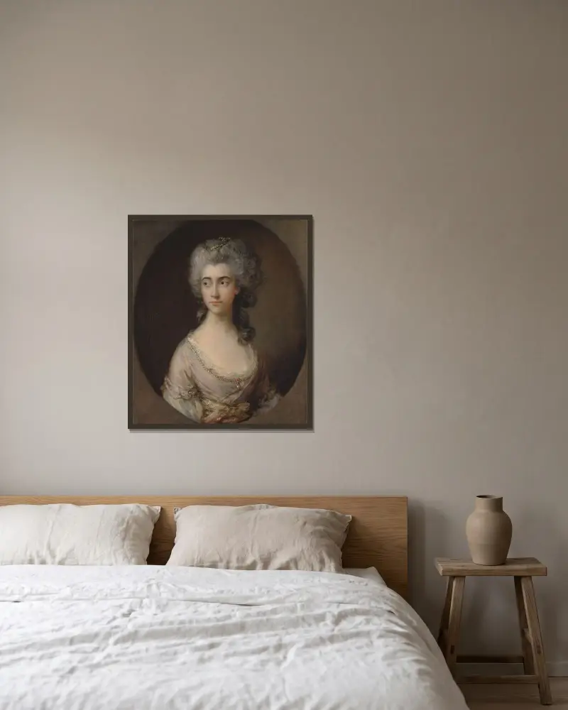 Mary Heberden av Thomas Gainsborough inramad på en vägg