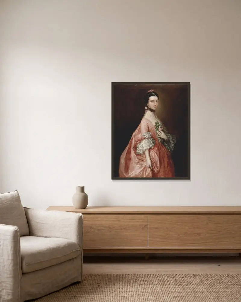 Mary Little, later Lady Carr av Thomas Gainsborough inramad på en vägg