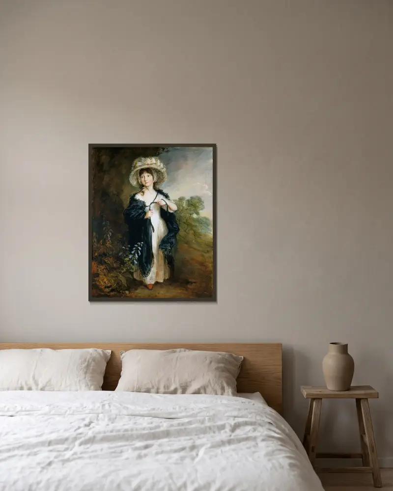Miss Elizabeth Haverfield av Thomas Gainsborough inramad på en vägg