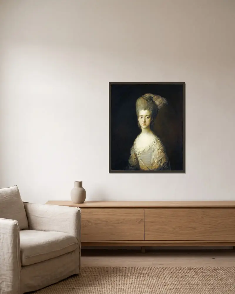 Mrs. Paul Cobb Methuen av Thomas Gainsborough inramad på en vägg