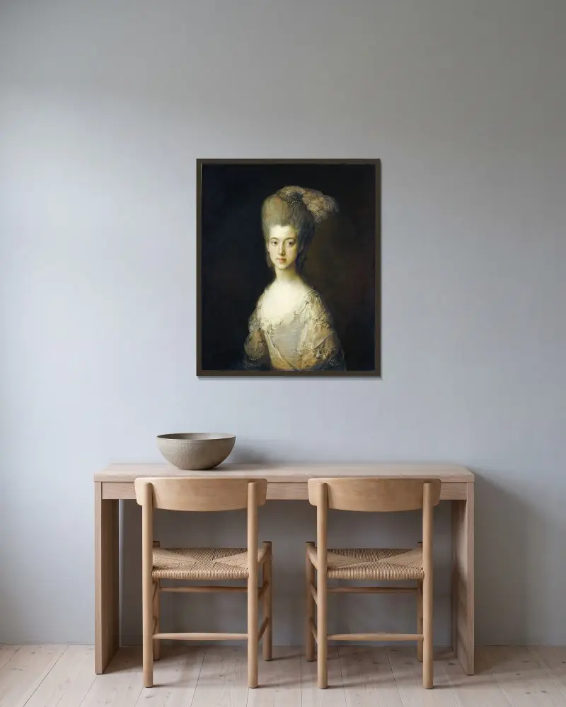 Mrs. Paul Cobb Methuen av Thomas Gainsborough inramad på en vägg