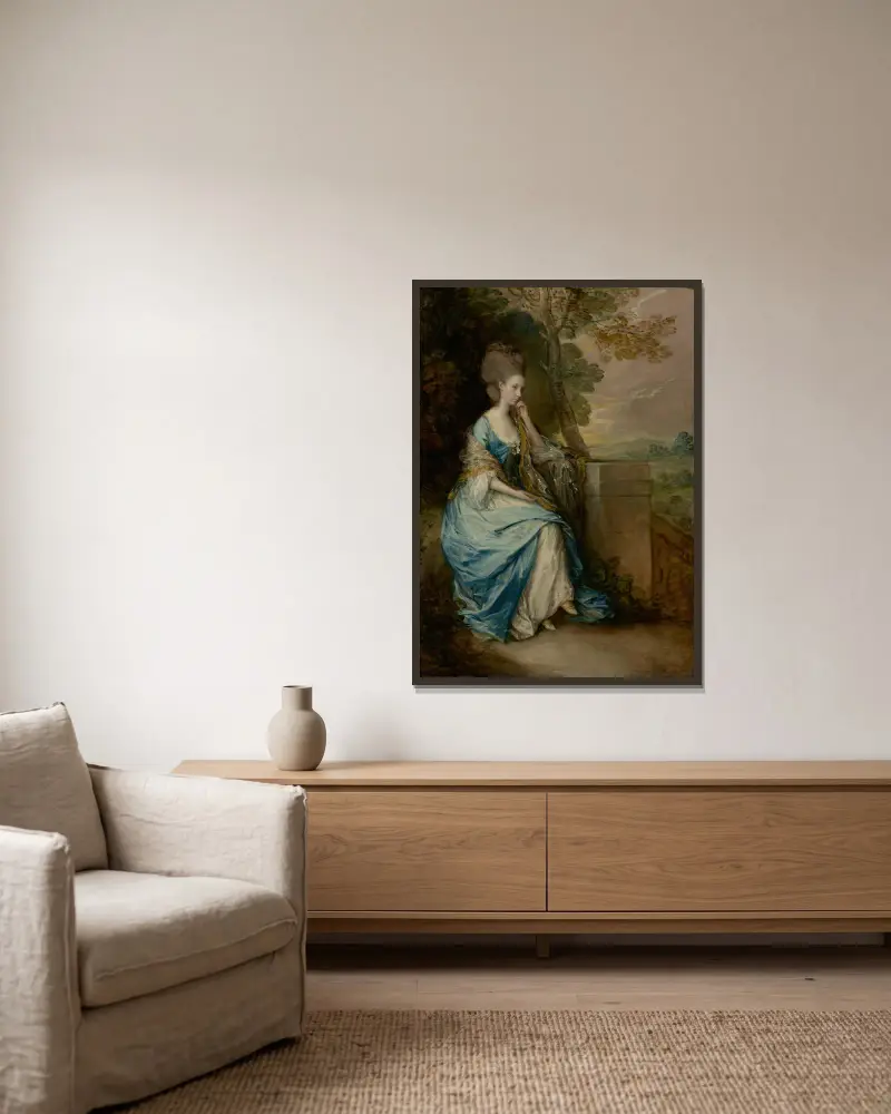 Portrait of Anne, Countess of Chesterfield av Thomas Gainsborough inramad på en vägg