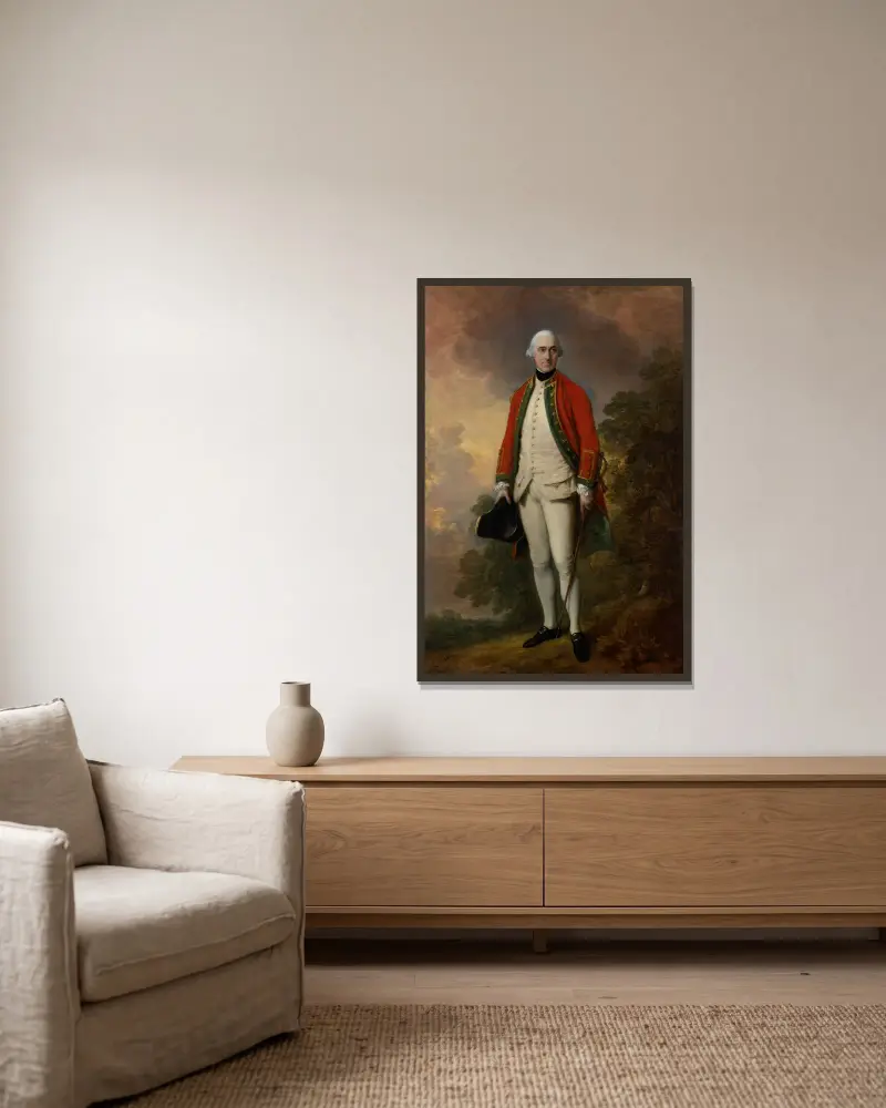 Portrait of George Pitt, First Baron Rivers av Thomas Gainsborough inramad på en vägg