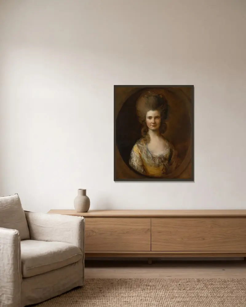 Portrait of Isabella Kinloch, née Mylne (1753-1827) av Thomas Gainsborough inramad på en vägg
