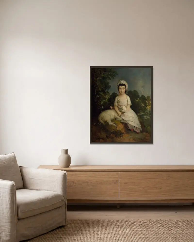 Porträt der Isabelle Bell Franks von Thomas Gainsborough gerahmt an einer Wand