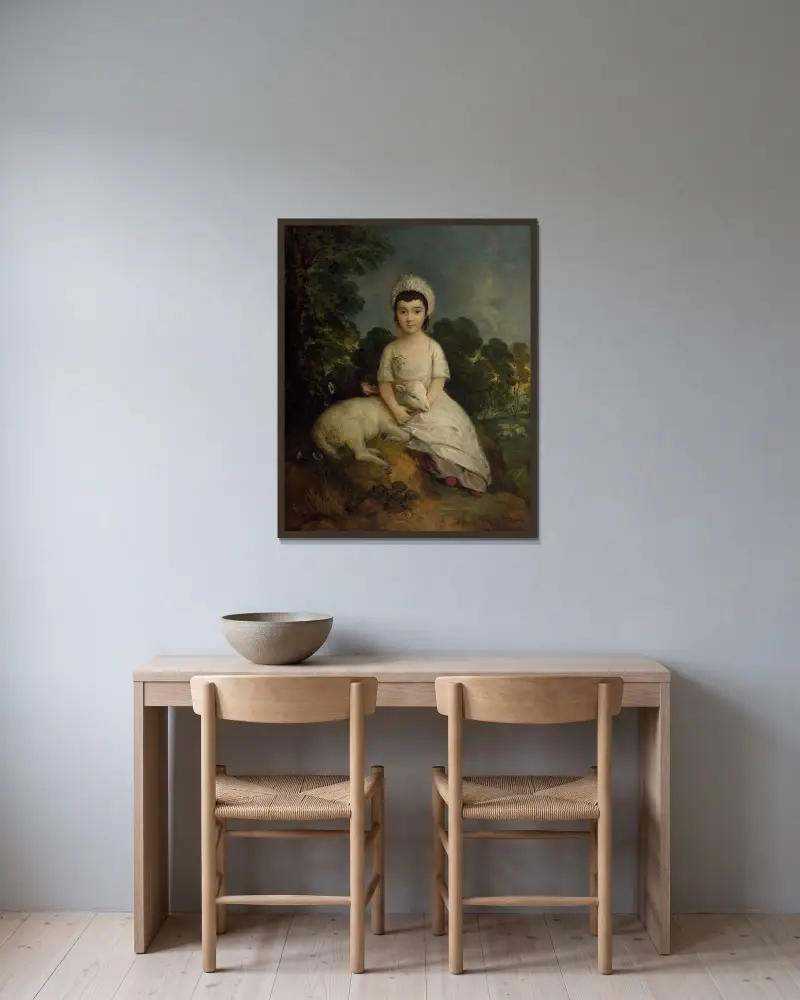 Porträt der Isabelle Bell Franks von Thomas Gainsborough gerahmt an einer Wand