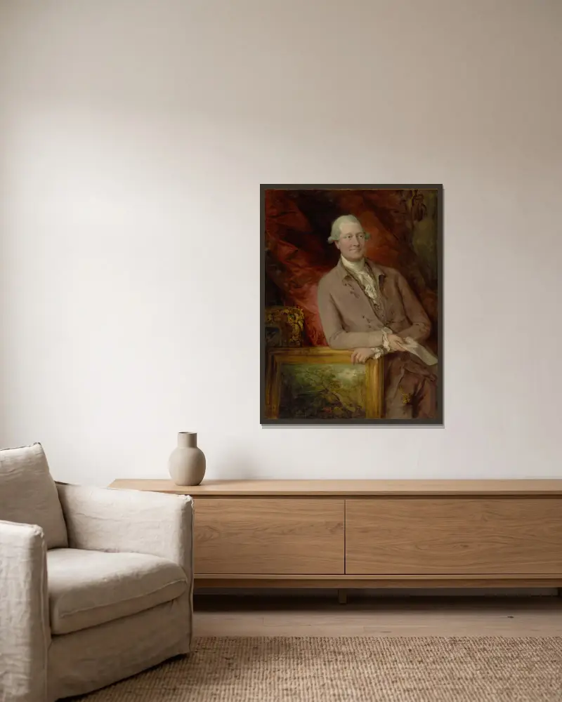 Portrait of James Christie av Thomas Gainsborough inramad på en vägg