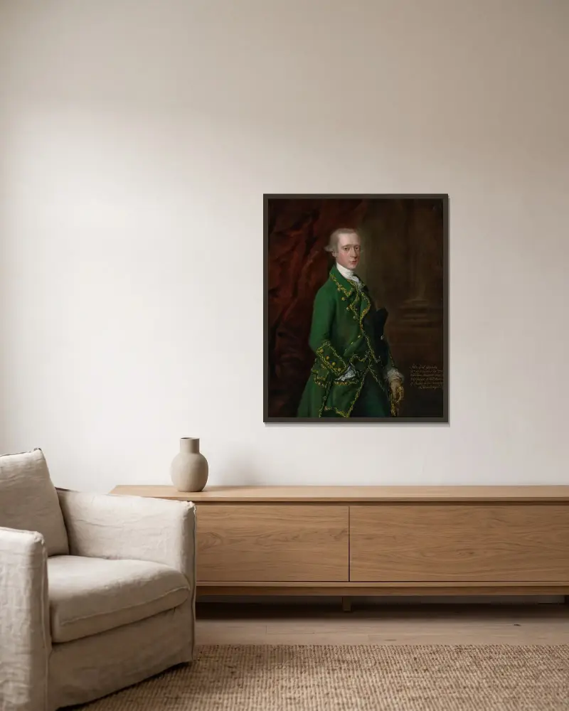 Portrait of John Campbell, Viscount Glenorchy av Thomas Gainsborough inramad på en vägg