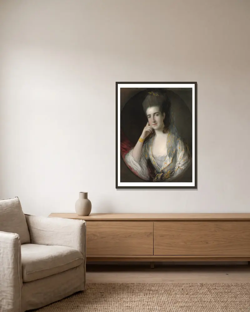 Portrait of Mary Wise av Thomas Gainsborough inramad på en vägg