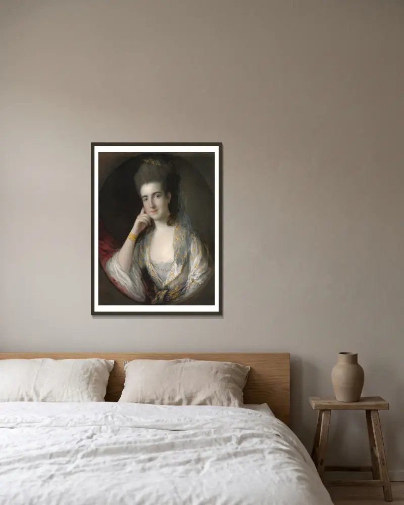 Portrait of Mary Wise av Thomas Gainsborough inramad på en vägg