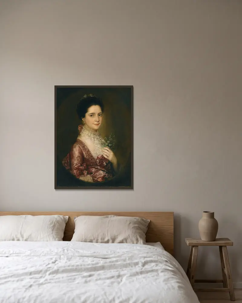 Porträtt av Mrs. Richards av Thomas Gainsborough inramad på en vägg