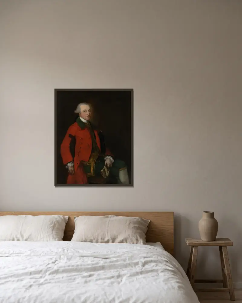 Portrait of Robert Sutton (1710-1776), of Scotton, Nottinghamshire av Thomas Gainsborough inramad på en vägg
