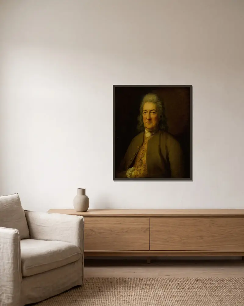 Porträtt av kirurgen David Middleton av Thomas Gainsborough inramad på en vägg