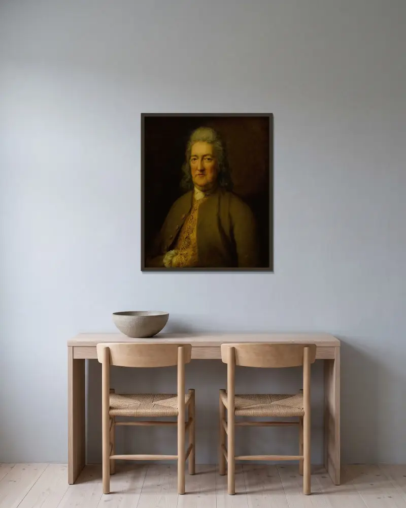 Porträtt av kirurgen David Middleton av Thomas Gainsborough inramad på en vägg
