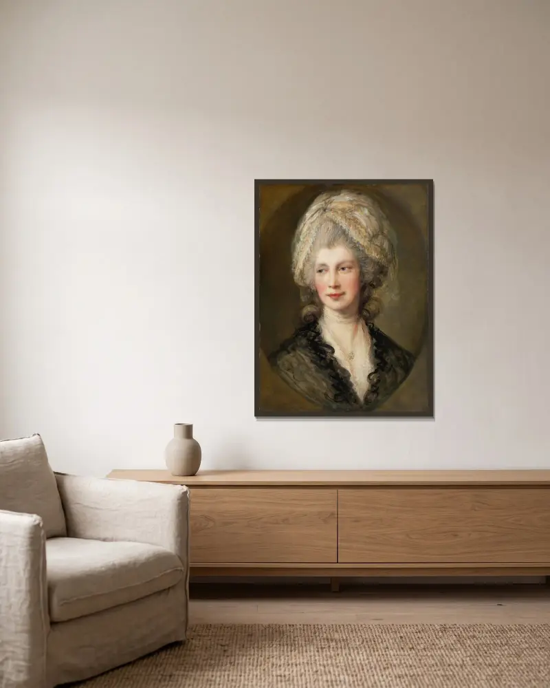 Königin Charlotte von Thomas Gainsborough gerahmt an einer Wand