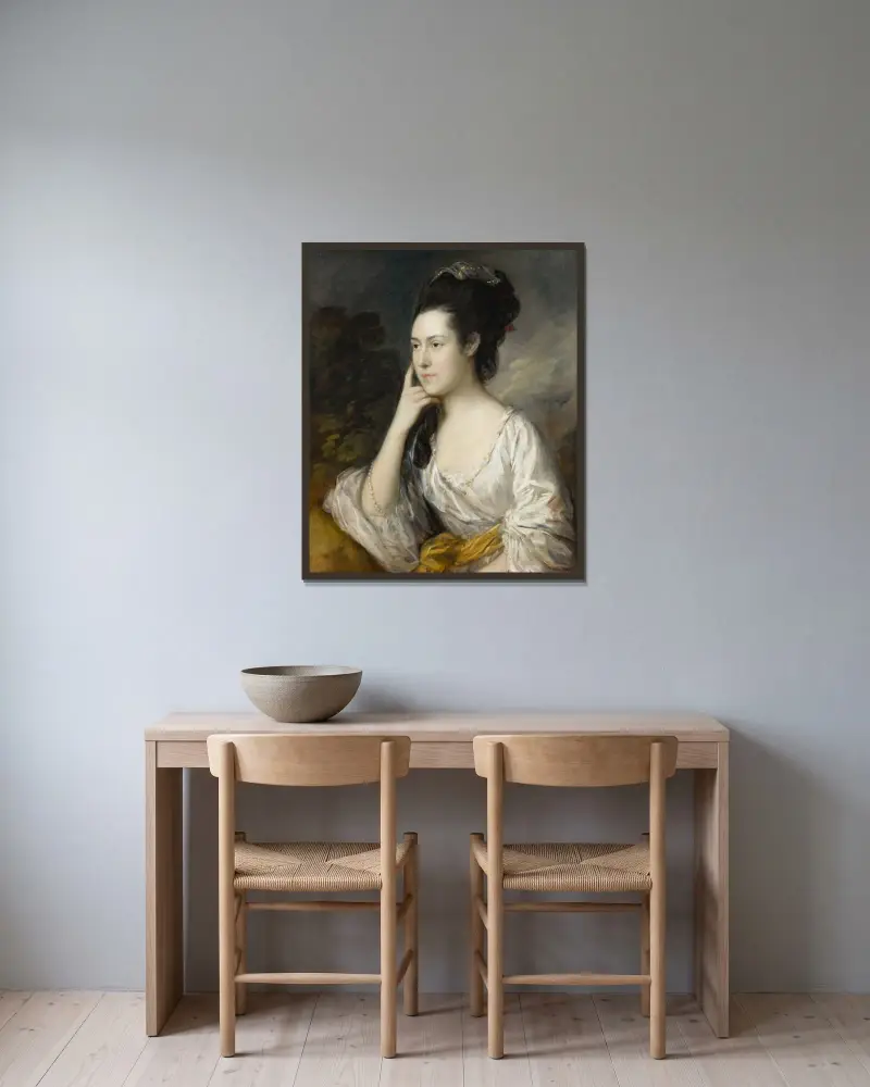 Sarah Rowlls Chad av Thomas Gainsborough inramad på en vägg