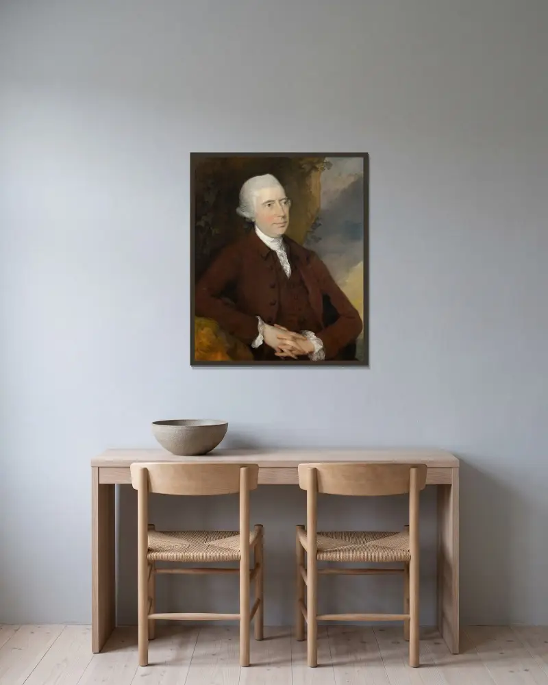 Sir George Scott Chad, Baronet of Thursford av Thomas Gainsborough inramad på en vägg