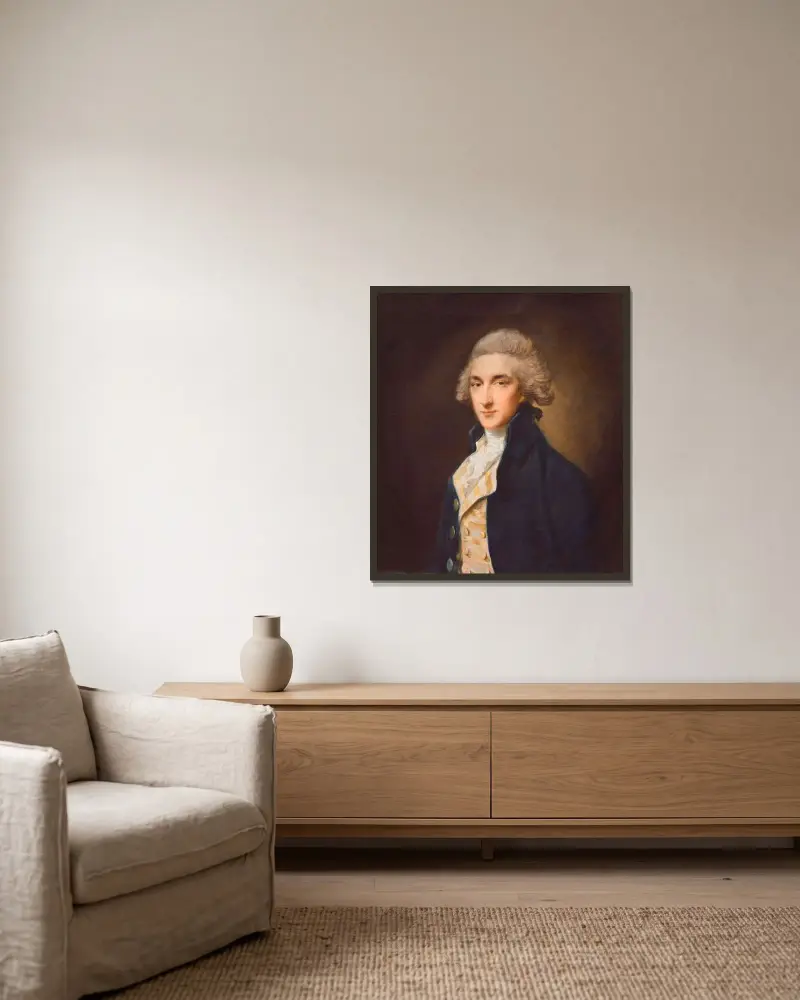 Sir John Edward Swinburne av Thomas Gainsborough inramad på en vägg