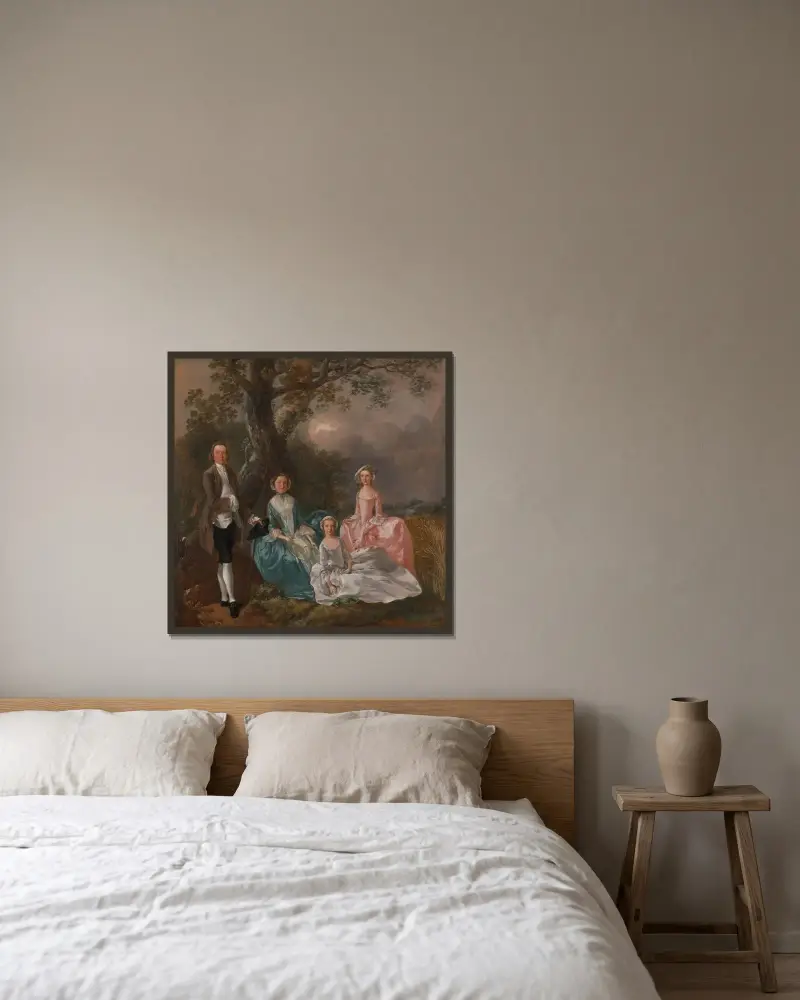 The Gravenor Family av Thomas Gainsborough inramad på en vägg