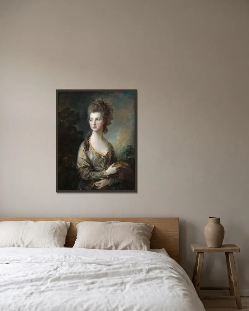 The Hon. Mrs. Thomas Graham av Thomas Gainsborough inramad på en vägg