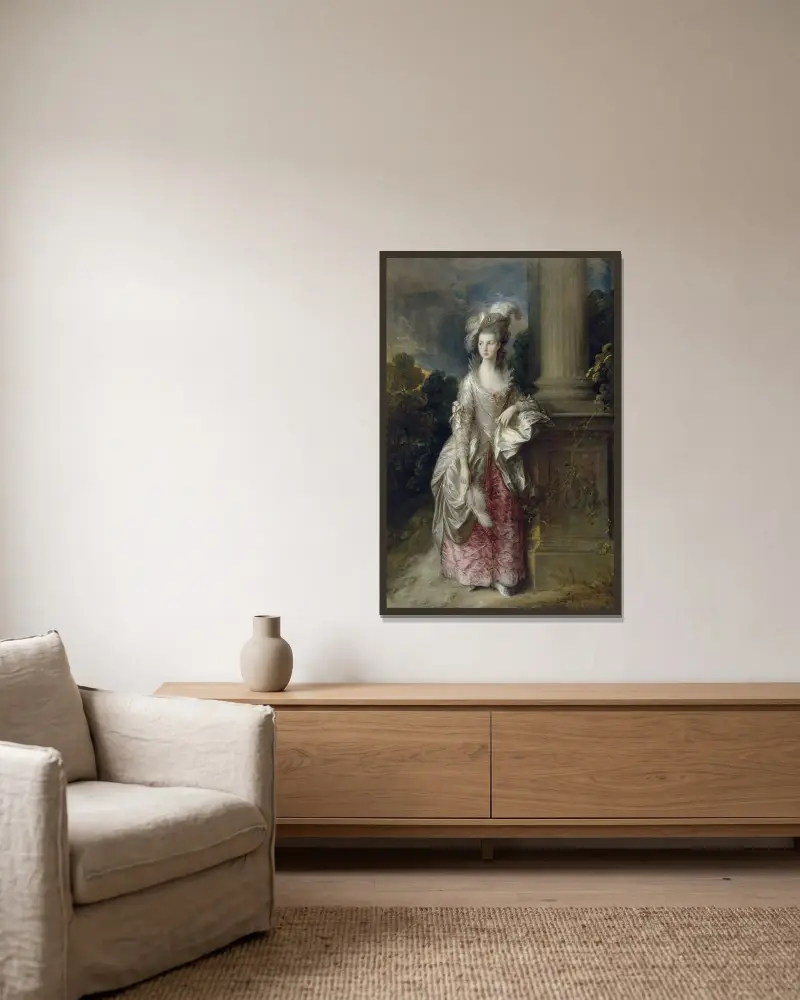 The Honourable Mrs Graham av Thomas Gainsborough inramad på en vägg