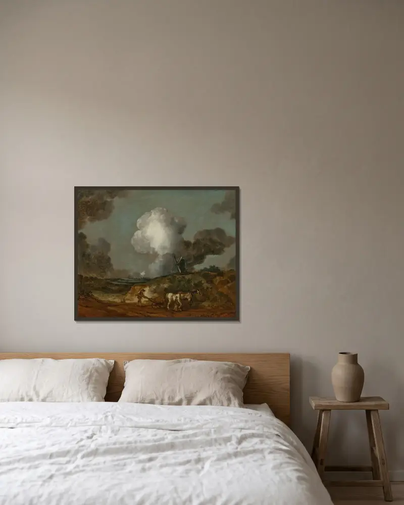 Der Suffolk-Pflug von Thomas Gainsborough gerahmt an einer Wand