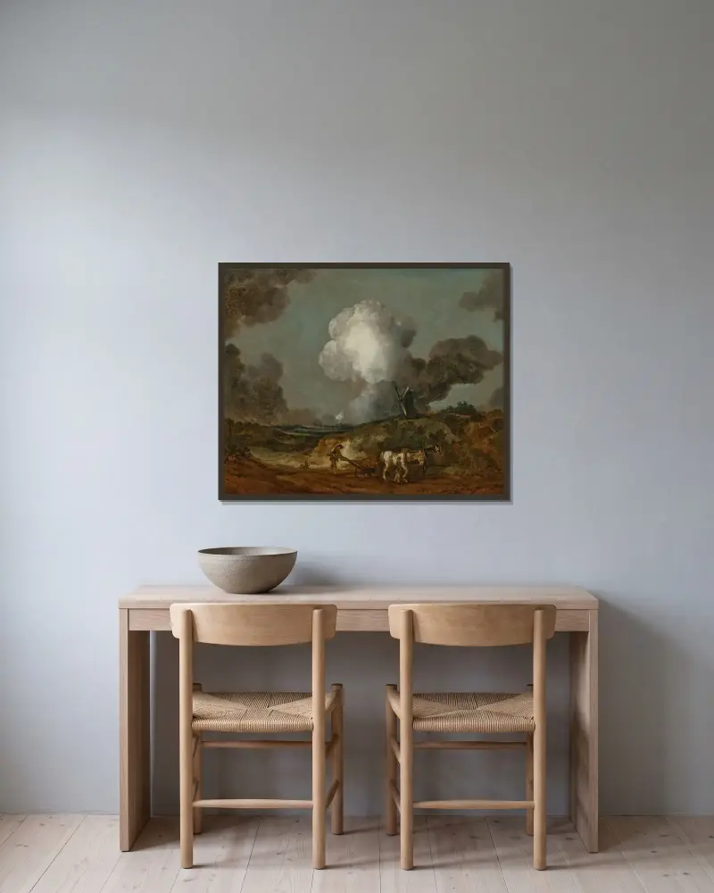 Der Suffolk-Pflug von Thomas Gainsborough gerahmt an einer Wand