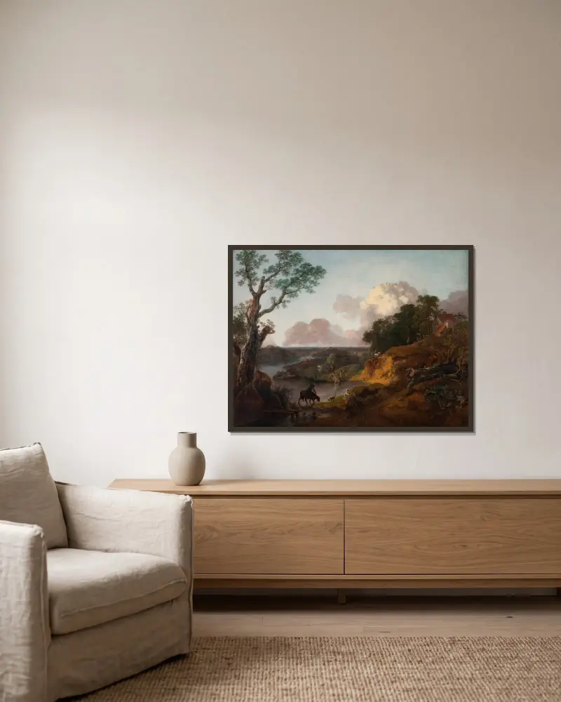 Blick auf Suffolk von Thomas Gainsborough gerahmt an einer Wand