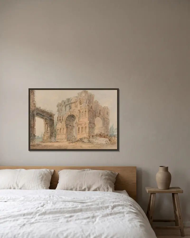 Janusbågen, efter Piranesi av Thomas Girtin inramad på en vägg