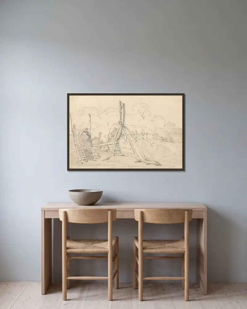 Boat Building von Thomas Girtin gerahmt an einer Wand