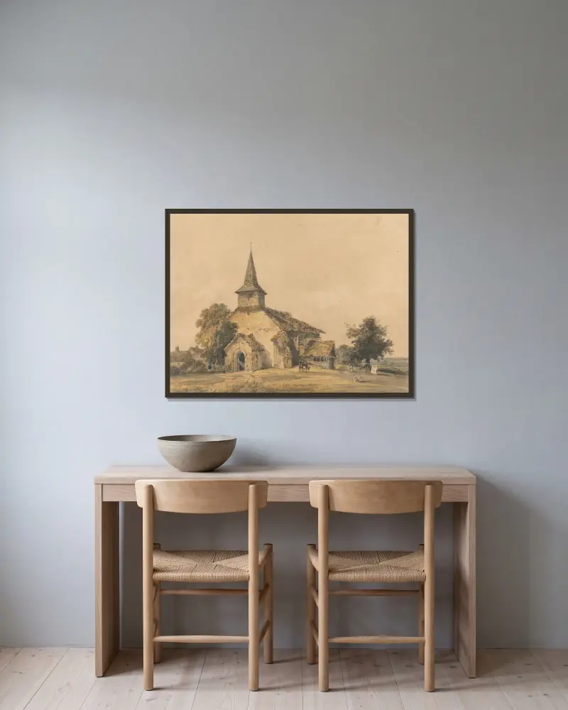 Chapel Church, Surrey av Thomas Girtin inramad på en vägg