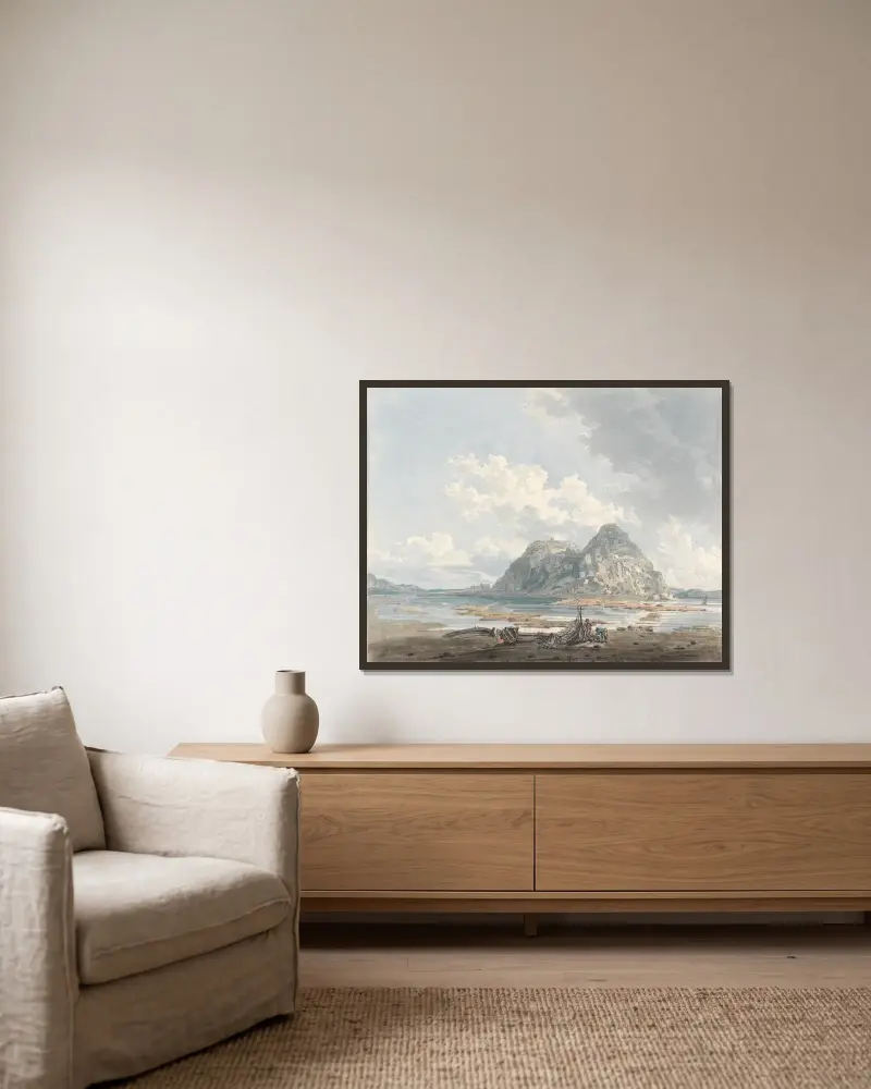 Dumbarton Rock and Castle, Thomas Girtin v rámu na stěně