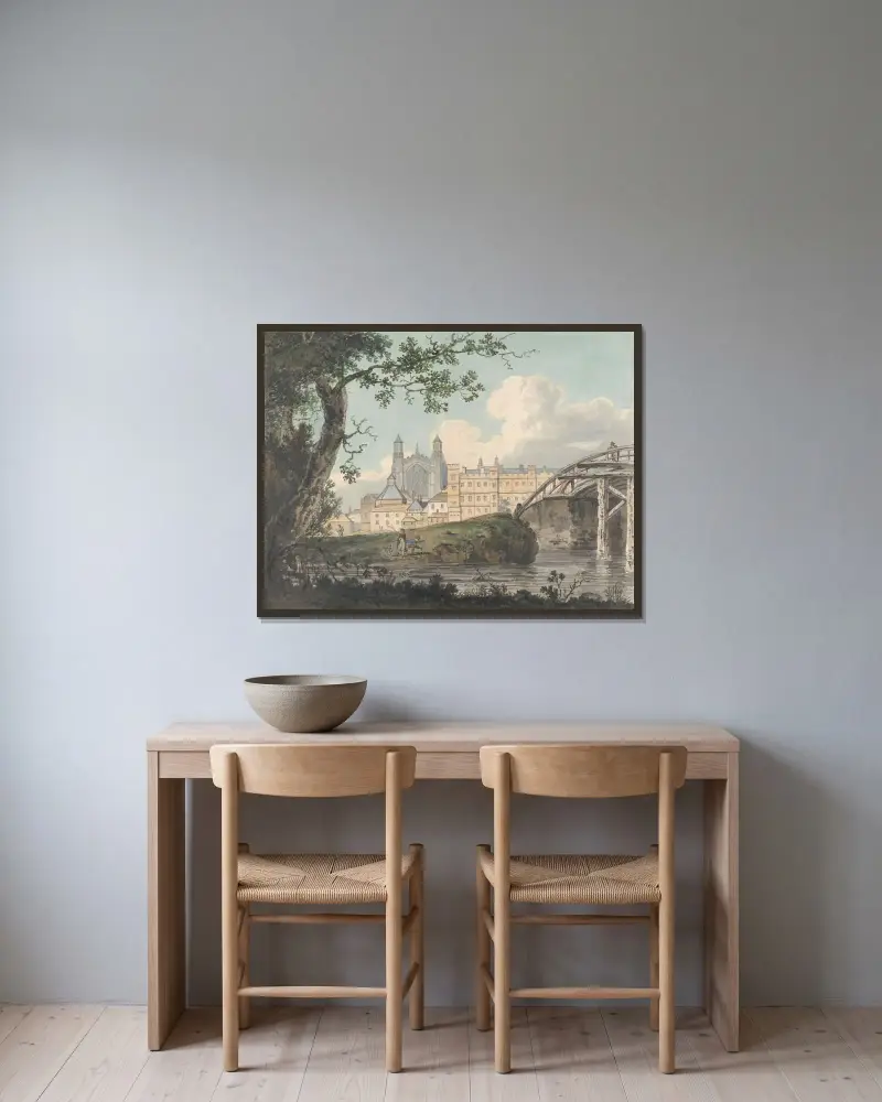 Eton College from Datchet Road, Thomas Girtin v rámu na stěně
