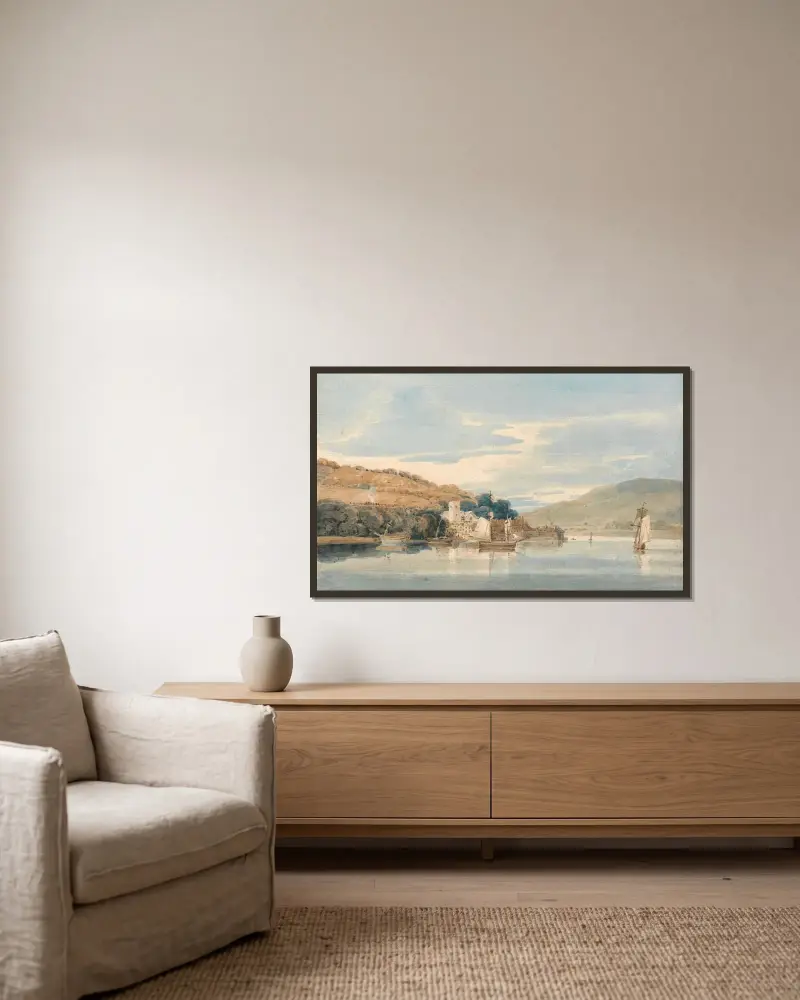 Kingswear Seen from Dartmouth, Devon, Thomas Girtin v rámu na stěně