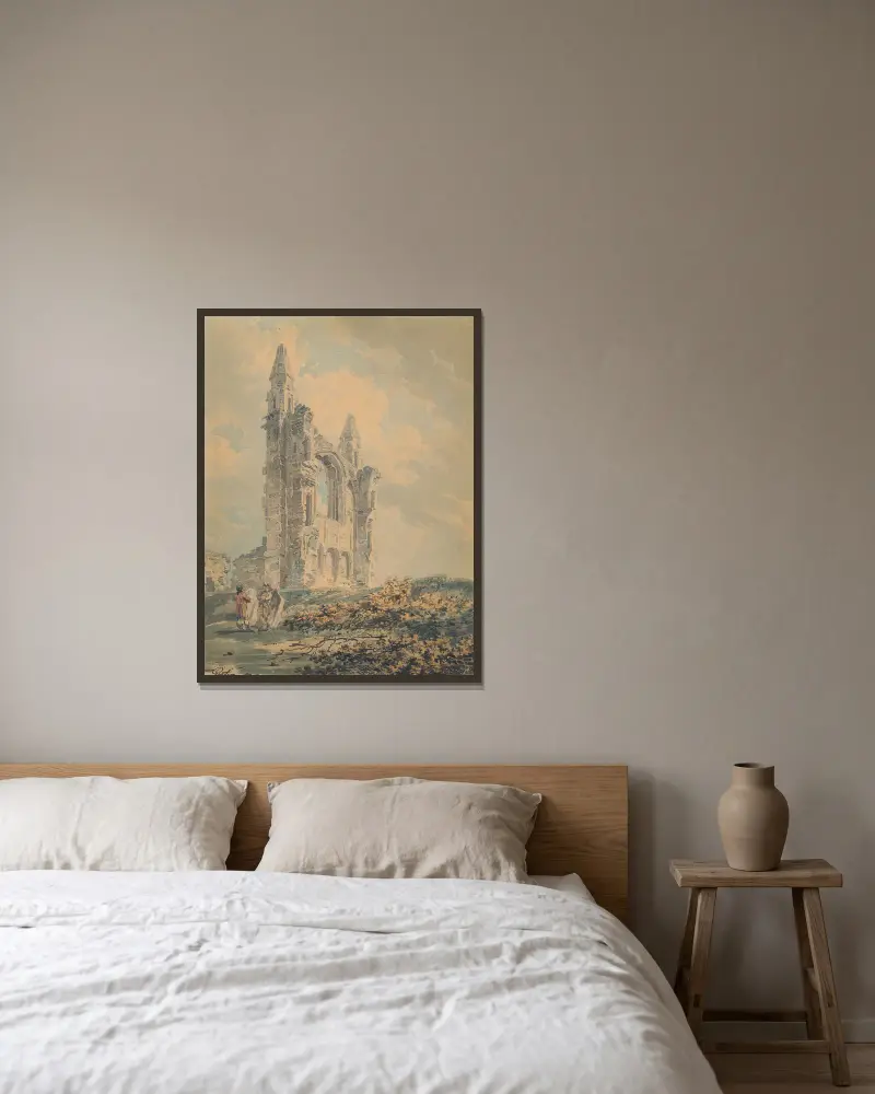 Ruins Of St Andrews Cathedral av Thomas Girtin inramad på en vägg