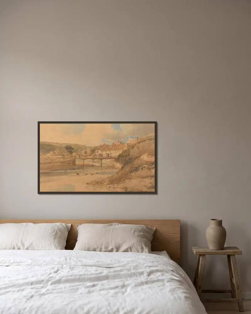 Sandsend, Yorkshire av Thomas Girtin inramad på en vägg