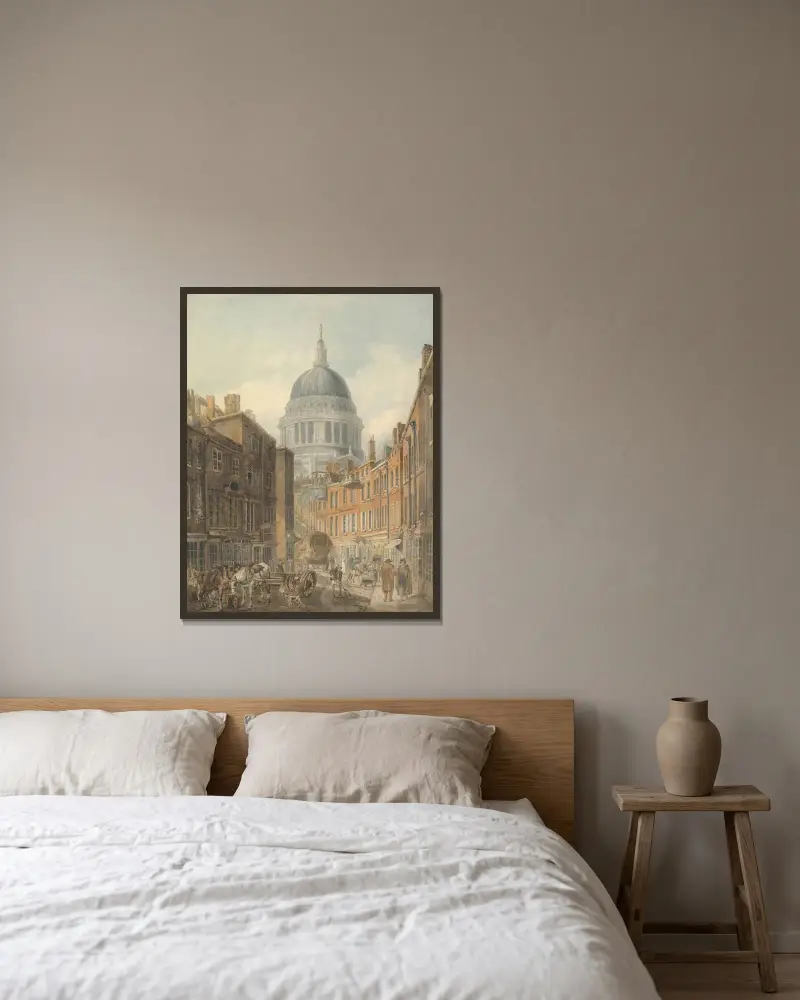 St. Paul's Cathedral von St. Martin's-le-Grand von Thomas Girtin gerahmt an einer Wand