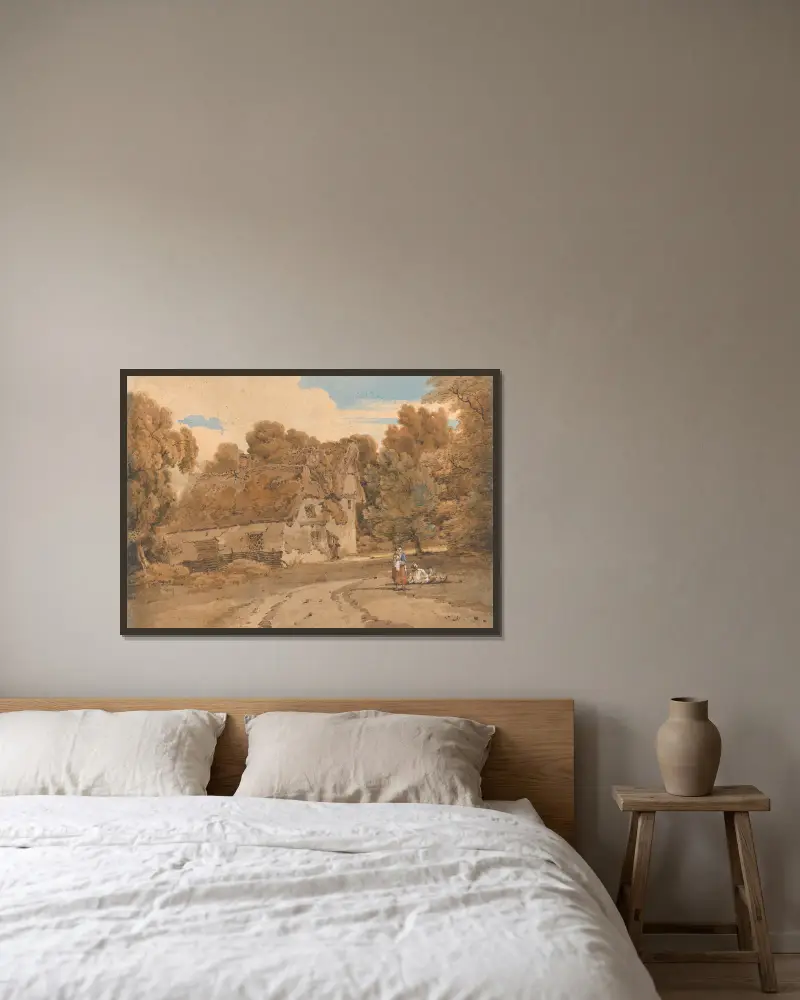 Turver’s Farm, Wimbish, Essex av Thomas Girtin inramad på en vägg